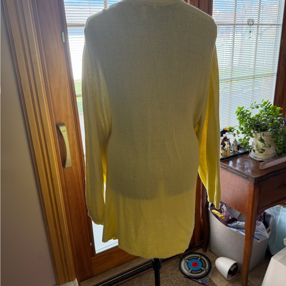 QVC/Girl With Curves V-Neck Cardigan in Lemon - Picture 2 of 3